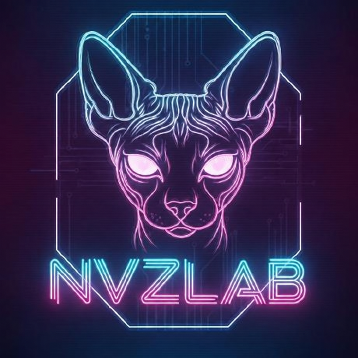 Neon sphynx cat, the NVZLAB laboratory specimen